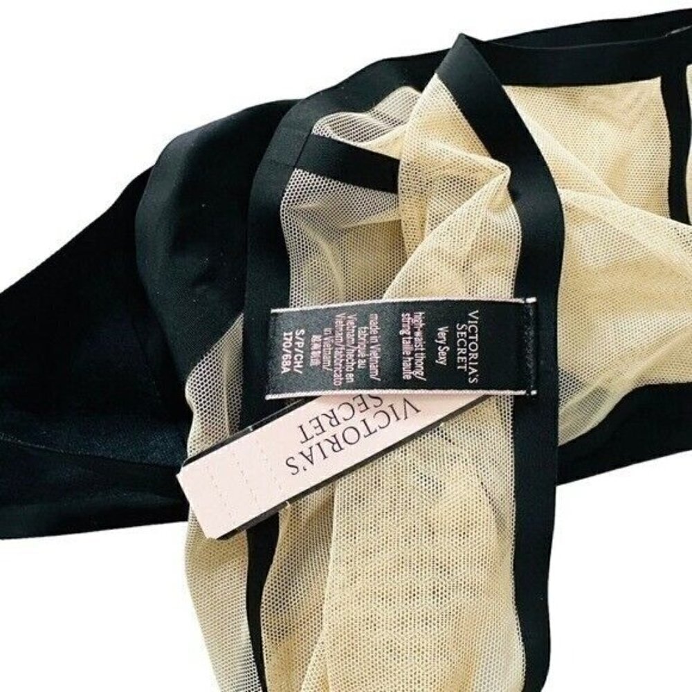 VICTORIA’S Secret Unlined Mesh Panty Black and Tan Size Small - Picture 5 of 6